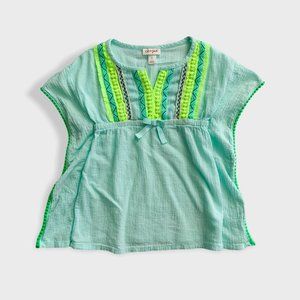 Cat & Jack Pom Pom Green Swim Caftan Cover Up Toddler Dress 2T